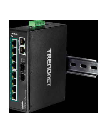 trendnet Przełącznik TI-PG102 8-Port 1GB PoE Plus+2Port 1GB SFP Przemysłowy DIN Rail