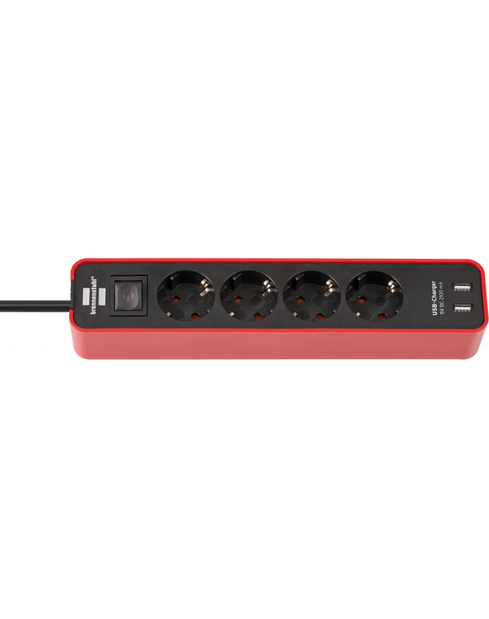 Brennenstuhl Ecolor 4x Power 2x USB - 1.5m - red główny