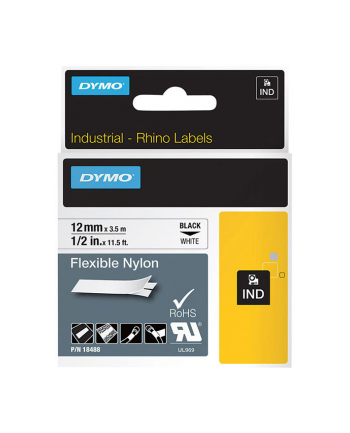 Dymo Rhino Band Nylon black / white 12mmx3,5m