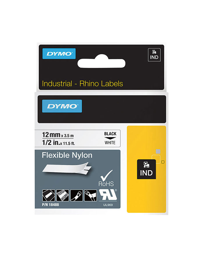 Dymo Rhino Band Nylon black / white 12mmx3,5m główny