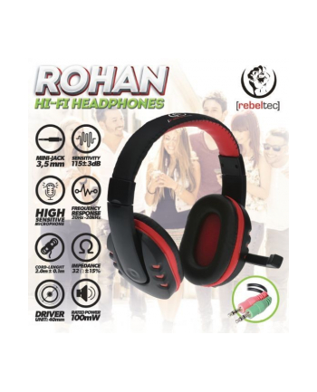 rebeltec Słuchawki stereofoniczne PC Rohan, z mikrofonem, 2x mini jack 3,5mm (in/out)
