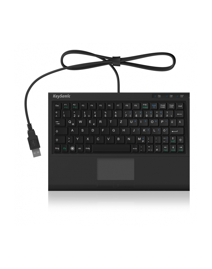 raidsonic IcyBox KeySonic mini klawiatura, smart touchpad, USB, Czarna główny