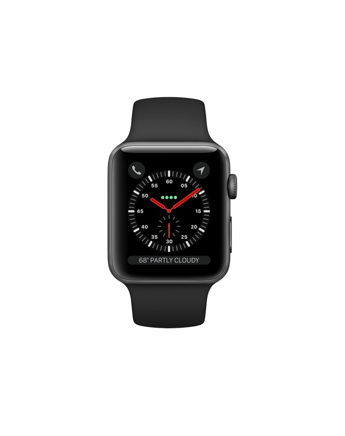Apple Watch Series 3 GPS + Cellular, 38mm Koperta z aluminium w kolorze gwiezdnej szarości z paskiem sportowym w kolorze czarnym główny