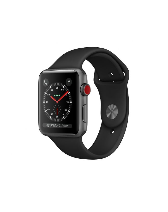 Apple Watch Series 3 GPS + Cellular, 42mm Koperta z aluminium w kolorze gwiezdnej szarości z paskiem sportowym w kolorze czarnym główny