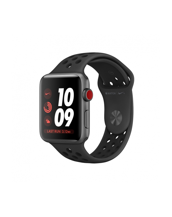 Apple Watch Nike+ Series 3 GPS + Cellular, 42mm Koperta z aluminium w kolorze gwiezdnej szarości z paskiem sportowym Nike w kolorze antracytu/czarnym główny