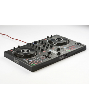 hercules Konsola DJ Inpuls 300, kontroler DJ ze złączem USB, 2 ścieżki, 16 padów i karta dźwiękowa, oprogramowanie i samouczki w zestawie