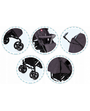 lionelo Wózek spacerowy IRMA czarny/ciemny szary